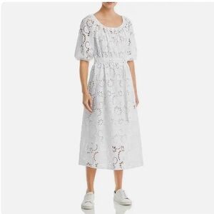 Hugo Boss White Eyelet Midi Dress